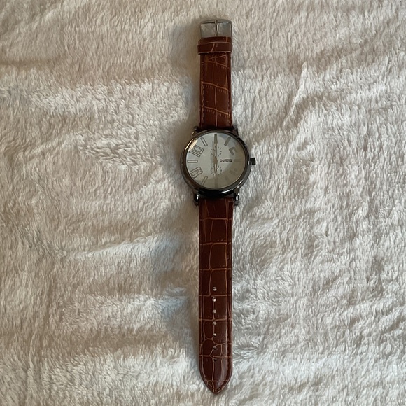 Men's Silver and Brown Watch - Picture 2 of 4